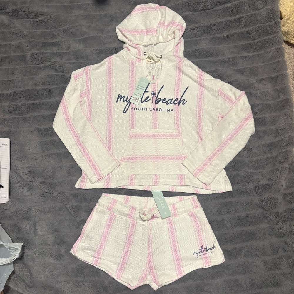 Pink & White Hooded Set